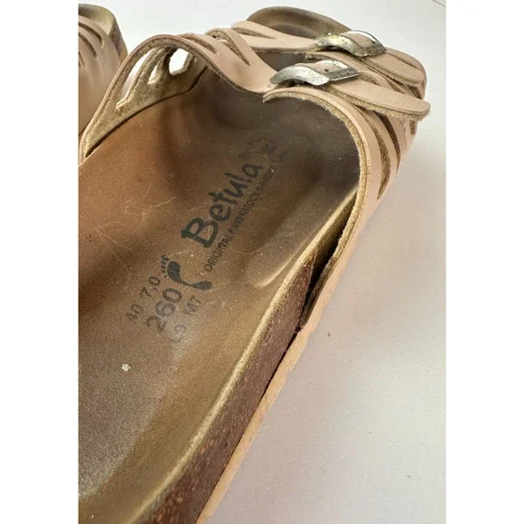 Birkenstock Betula Granada Slides Strappy Sandals Khaki Tan Peach US Size 9 - Picture 14 of 16